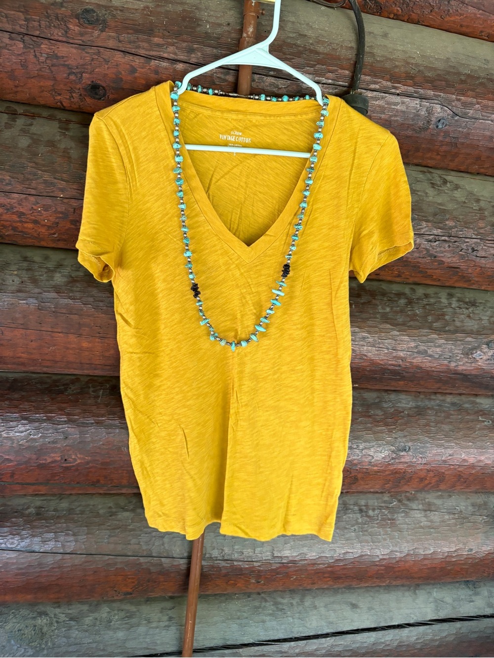 J. Crew Golden mustard Yellow V-Neck Short Sleeve Tee t-shirt vintage cotton S